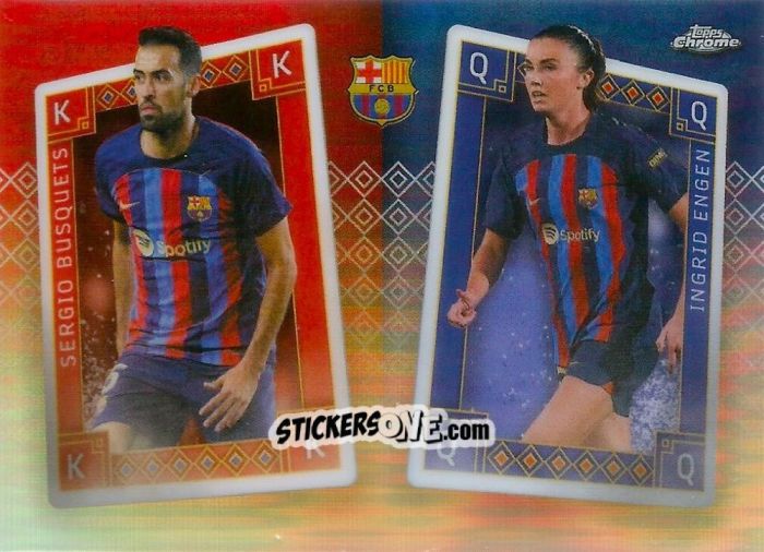 Sticker Sergio Busquets / Ingrid Engen - Chrome FC Barcelona 2022-2023
 n. KQ-5 - Topps