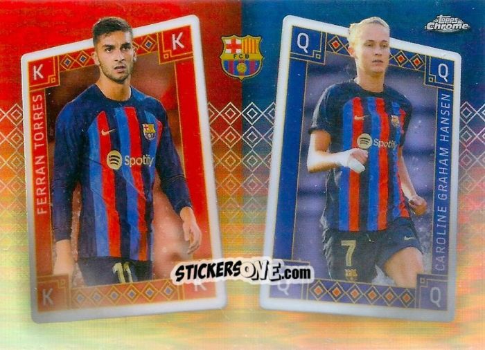 Cromo Ferran Torres / Caroline Graham Hansen - Chrome FC Barcelona 2022-2023
 n. KQ-8 - Topps