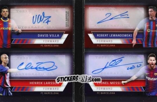 Cromo David Villa / Henrik Larsson / Robert Lewandowski / Lionel Messi - Chrome FC Barcelona 2022-2023
 n. QAB-4 - Topps