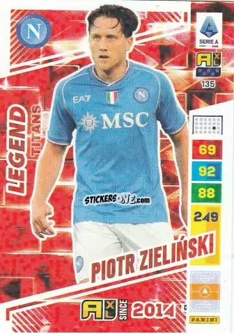 Cromo Piotr Zieliński - Calciatori 2023-2024. Adrenalyn XL TITANS n. 135 - Panini