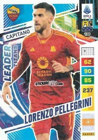 Figurina Lorenzo Pellegrini - Calciatori 2023-2024. Adrenalyn XL TITANS n. 136 - Panini