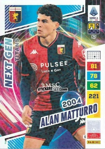 Sticker Alan Matturro - Calciatori 2023-2024. Adrenalyn XL TITANS n. 57 - Panini