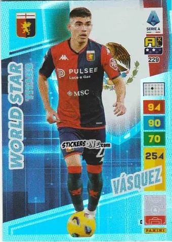 Sticker Johan Vásquez - Calciatori 2023-2024. Adrenalyn XL TITANS n. 229 - Panini
