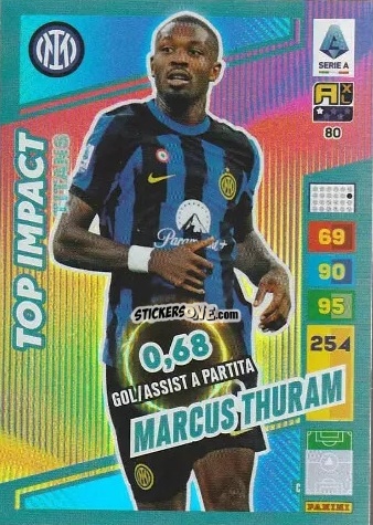 Figurina Marcus Thuram - Calciatori 2023-2024. Adrenalyn XL TITANS n. 80 - Panini