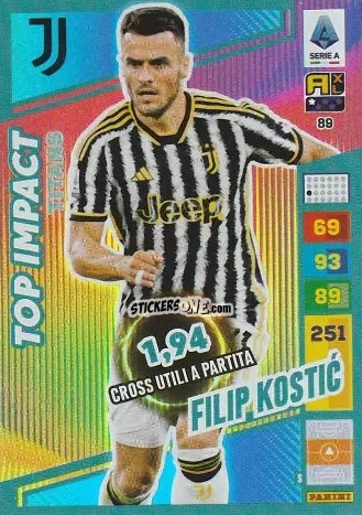 Cromo Filip Kostić - Calciatori 2023-2024. Adrenalyn XL TITANS n. 89 - Panini
