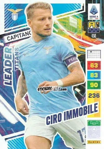 Figurina Ciro Immobile - Calciatori 2023-2024. Adrenalyn XL TITANS n. 91 - Panini