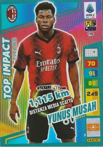 Cromo Yunus Musah - Calciatori 2023-2024. Adrenalyn XL TITANS n. 115 - Panini