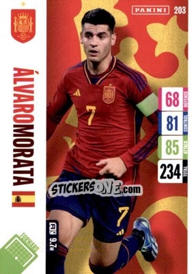 Figurina Alvaro Morata - England 2024 Tournament Edition. Adrenalyn XL
 n. 203 - Panini
