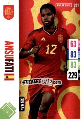 Sticker Ansu Fati - England 2024 Tournament Edition. Adrenalyn XL
 n. 201 - Panini