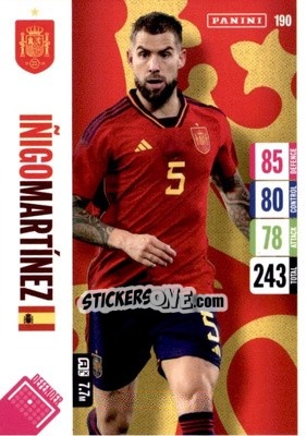 Sticker Inigo Martinez - England 2024 Tournament Edition. Adrenalyn XL
 n. 190 - Panini