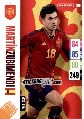 Sticker Martin Zubimendi - England 2024 Tournament Edition. Adrenalyn XL
 n. 199 - Panini