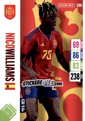 Cromo Nico Williams - England 2024 Tournament Edition. Adrenalyn XL
 n. 206 - Panini