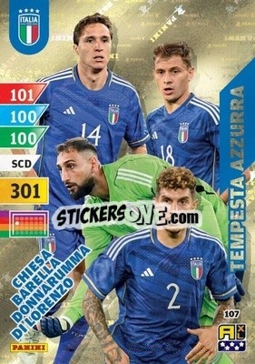 Figurina Donnarumma / Di Lorenzo / Barella / Chiesa - Azzurri 2024. Adrenalyn XL
 n. 107 - Panini