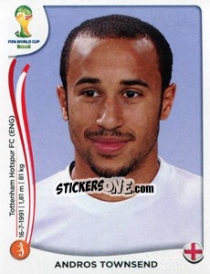 Sticker Andros Townsend - Coppa del Mondo FIFA Brasile 2014 n. 312 - Panini