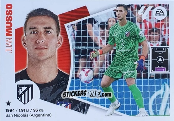 Sticker Juan Musso (4BIS) - LaLiga 2024-2025
 n. 92 - Colecciones ESTE