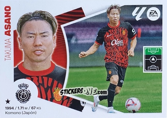 Figurina Takuma Asano (14) - RCD Mallorca - LaLiga 2024-2025
 n. 694 - Colecciones ESTE