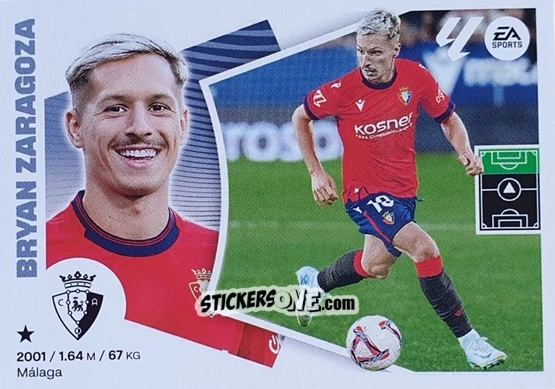 Figurina Bryan Zaragoza (32) - CA Osasuna - LaLiga 2024-2025
 n. 712 - Colecciones ESTE
