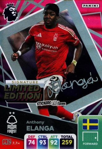 Figurina Anthony Elanga - English Premier League 2024-2025. Adrenalyn XL
 n. LEPS-AE - Panini