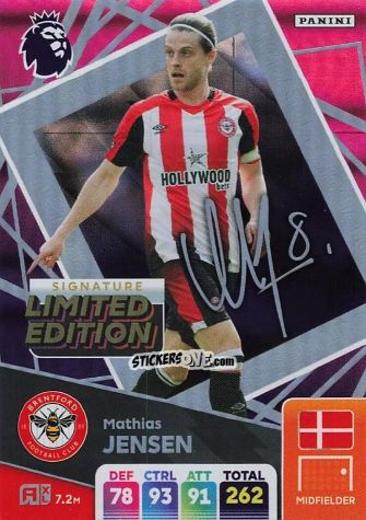 Figurina Mathias Jensen - English Premier League 2024-2025. Adrenalyn XL
 n. LEPS-MJ - Panini
