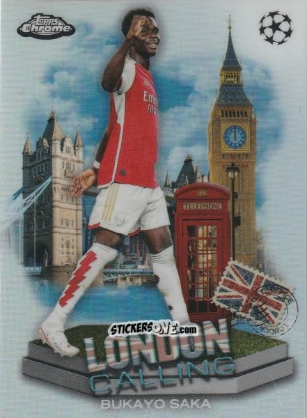 Figurina Bukayo Saka - UEFA Club Competitions Chrome 2023-2024
 n. LC-14 - Topps
