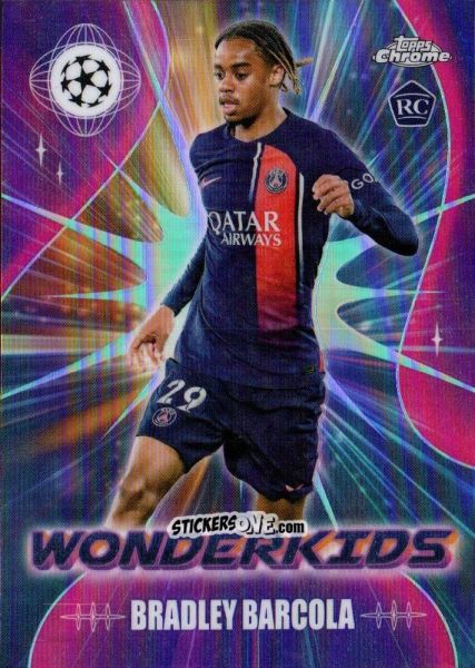 Sticker Bradley Barcola - UEFA Club Competitions Chrome 2023-2024
 n. WK-9 - Topps