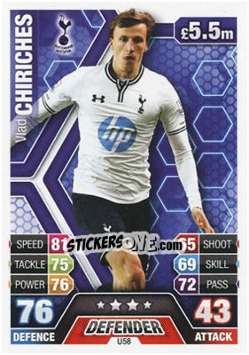 Cromo Vlad Chiriches - English Premier League 2013-2014. Match Attax Extra n. U58 - Topps