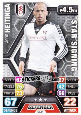 Figurina John Heitinga - English Premier League 2013-2014. Match Attax Extra n. EX11 - Topps