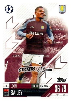 Sticker Leon Bailey - Uefa Champions League & Europa League 2024-2025. Match Attax n. 8 - Topps