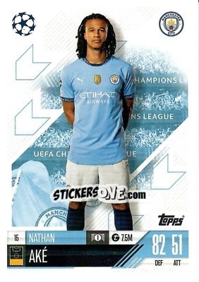 Figurina Nathan Aké - Uefa Champions League & Europa League 2024-2025. Match Attax n. 15 - Topps