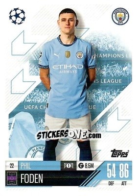 Cromo Phil Foden - Uefa Champions League & Europa League 2024-2025. Match Attax n. 22 - Topps