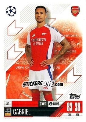 Sticker Gabriel - Uefa Champions League & Europa League 2024-2025. Match Attax n. 30 - Topps