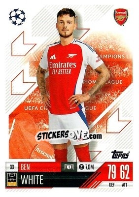 Sticker Ben White - Uefa Champions League & Europa League 2024-2025. Match Attax n. 33 - Topps