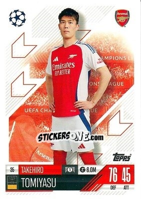 Figurina Takehiro Tomiyasu - Uefa Champions League & Europa League 2024-2025. Match Attax n. 35 - Topps