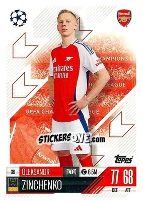 Figurina Oleksandr Zinchenko - Uefa Champions League & Europa League 2024-2025. Match Attax n. 36 - Topps