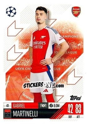 Sticker Gabriel Martinelli - Uefa Champions League & Europa League 2024-2025. Match Attax n. 43 - Topps