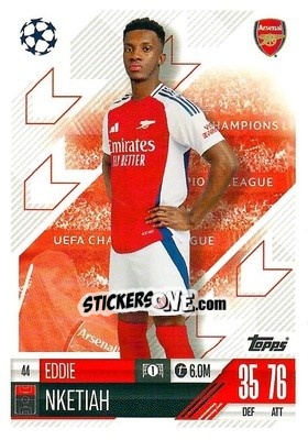Figurina Eddie Nketiah - Uefa Champions League & Europa League 2024-2025. Match Attax n. 44 - Topps