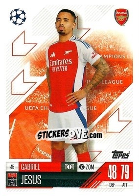 Figurina Gabriel Jesus - Uefa Champions League & Europa League 2024-2025. Match Attax n. 45 - Topps