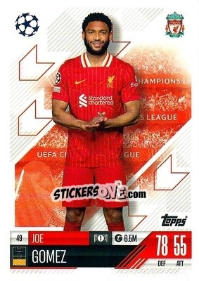 Cromo Joe Gomez - Uefa Champions League & Europa League 2024-2025. Match Attax n. 49 - Topps