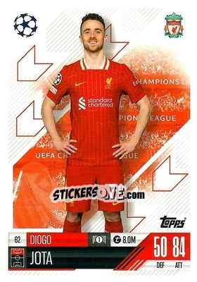 Cromo Diogo Jota - Uefa Champions League & Europa League 2024-2025. Match Attax n. 62 - Topps