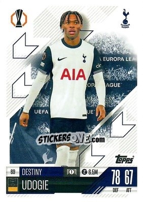 Cromo Destiny Udogie - Uefa Champions League & Europa League 2024-2025. Match Attax n. 69 - Topps