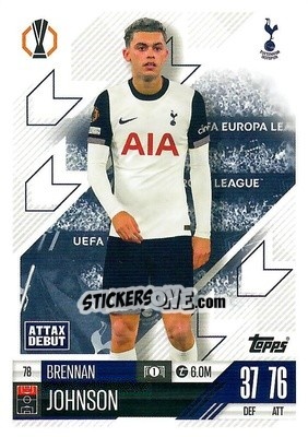 Figurina Brennan Johnson - Uefa Champions League & Europa League 2024-2025. Match Attax n. 78 - Topps