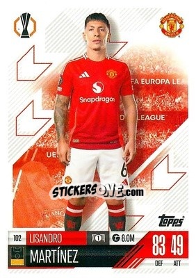 Cromo Lisandro Martínez - Uefa Champions League & Europa League 2024-2025. Match Attax n. 102 - Topps