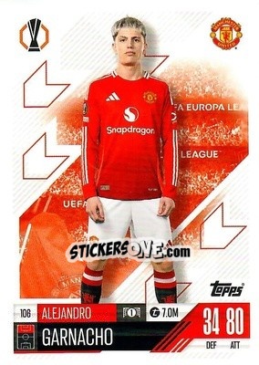 Figurina Alejandro Garnacho - Uefa Champions League & Europa League 2024-2025. Match Attax n. 106 - Topps