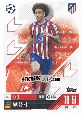 Figurina Axel Witsel - Uefa Champions League & Europa League 2024-2025. Match Attax n. 110 - Topps