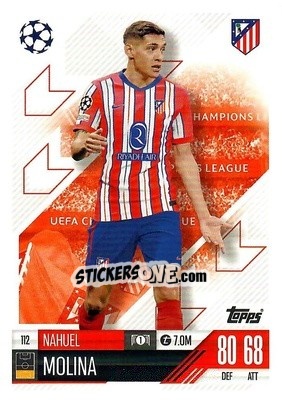 Figurina Nahuel Molina - Uefa Champions League & Europa League 2024-2025. Match Attax n. 112 - Topps