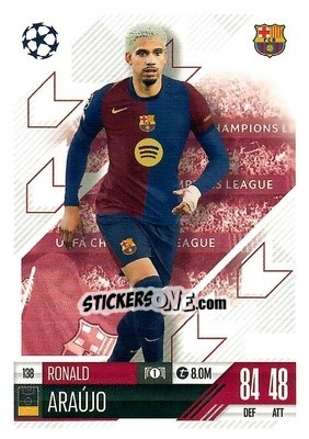 Cromo Ronald Araujo - Uefa Champions League & Europa League 2024-2025. Match Attax n. 138 - Topps