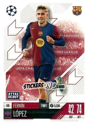 Sticker Fermín López - Uefa Champions League & Europa League 2024-2025. Match Attax n. 148 - Topps