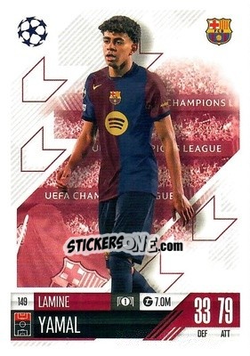 Figurina Lamine Yamal - Uefa Champions League & Europa League 2024-2025. Match Attax n. 149 - Topps
