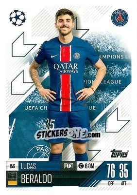 Cromo Lucas Beraldo - Uefa Champions League & Europa League 2024-2025. Match Attax n. 156 - Topps