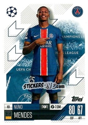 Sticker Nuno Mendes - Uefa Champions League & Europa League 2024-2025. Match Attax n. 161 - Topps